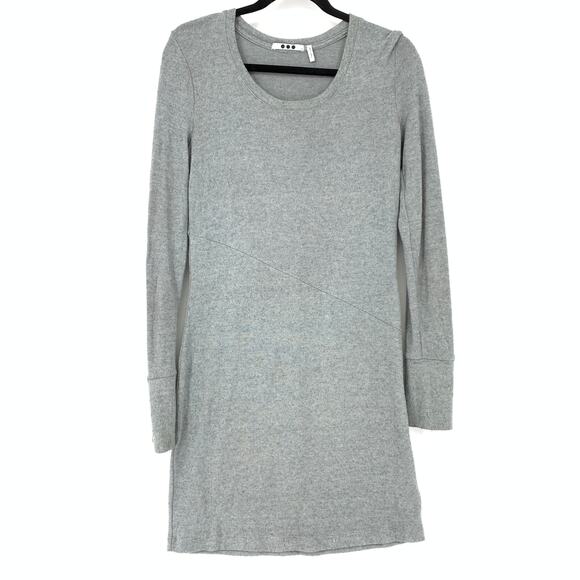 Three Dots Women's Size Medium 3/4 Sleeve Knit Crew-Neck T-Shirt Dress Gray - Picture 1 of 7